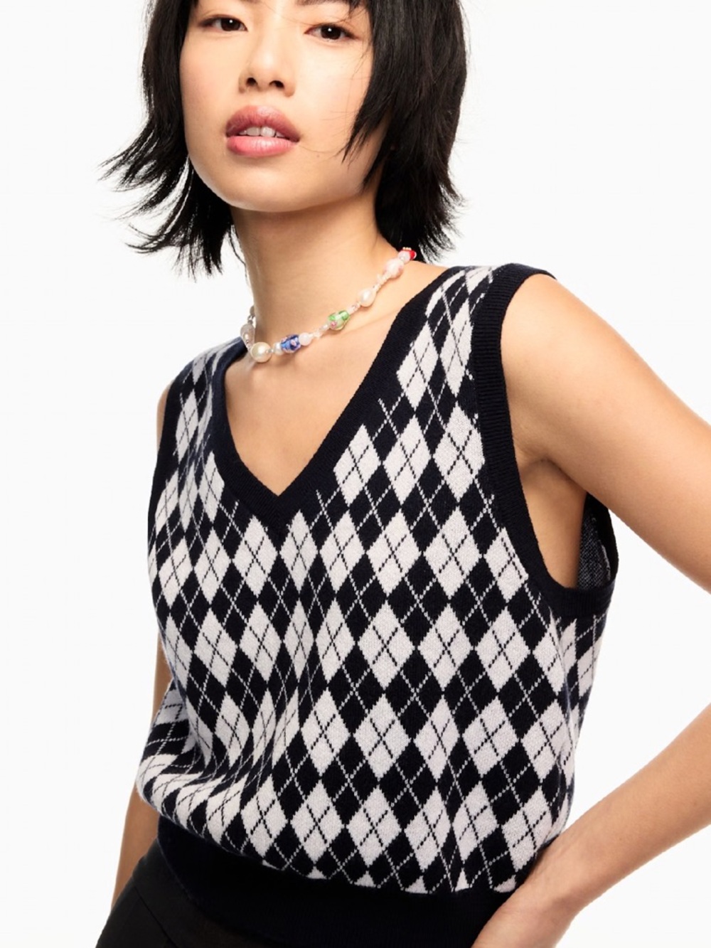 Aritzia Sunday Best Argyle Cropped Sweater Vest